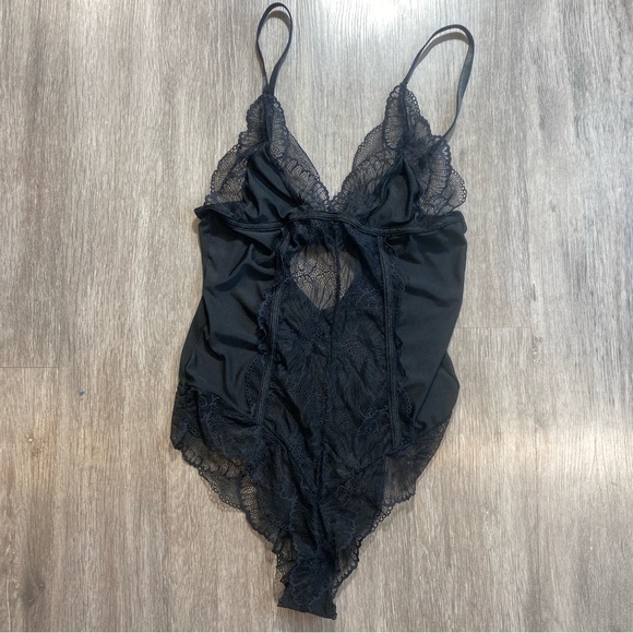 Rachel Black Lace Chemise with Sheer Design - Picture 1 of 6
